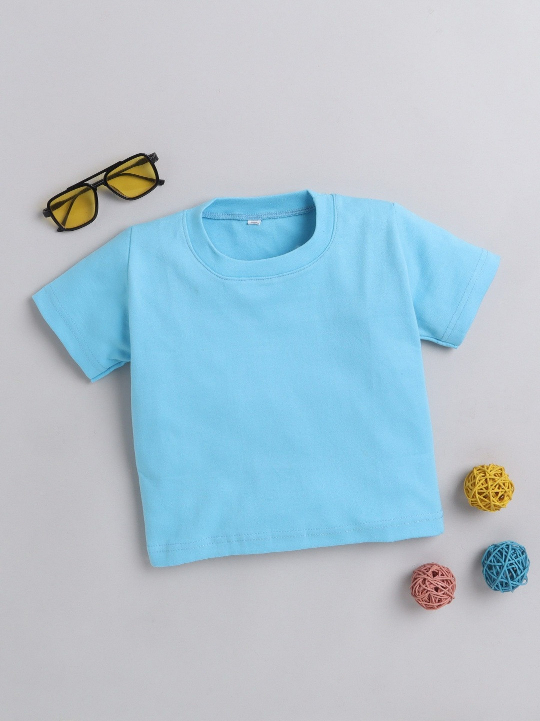 

Lil homies Unisex Kids Solid Round Neck Cotton T-shirt, Blue