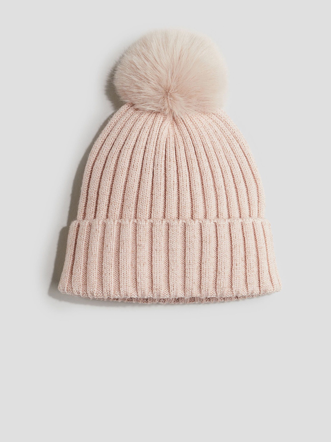 

H&M Infant Boys Rib-Knit Pompom Hat, Pink