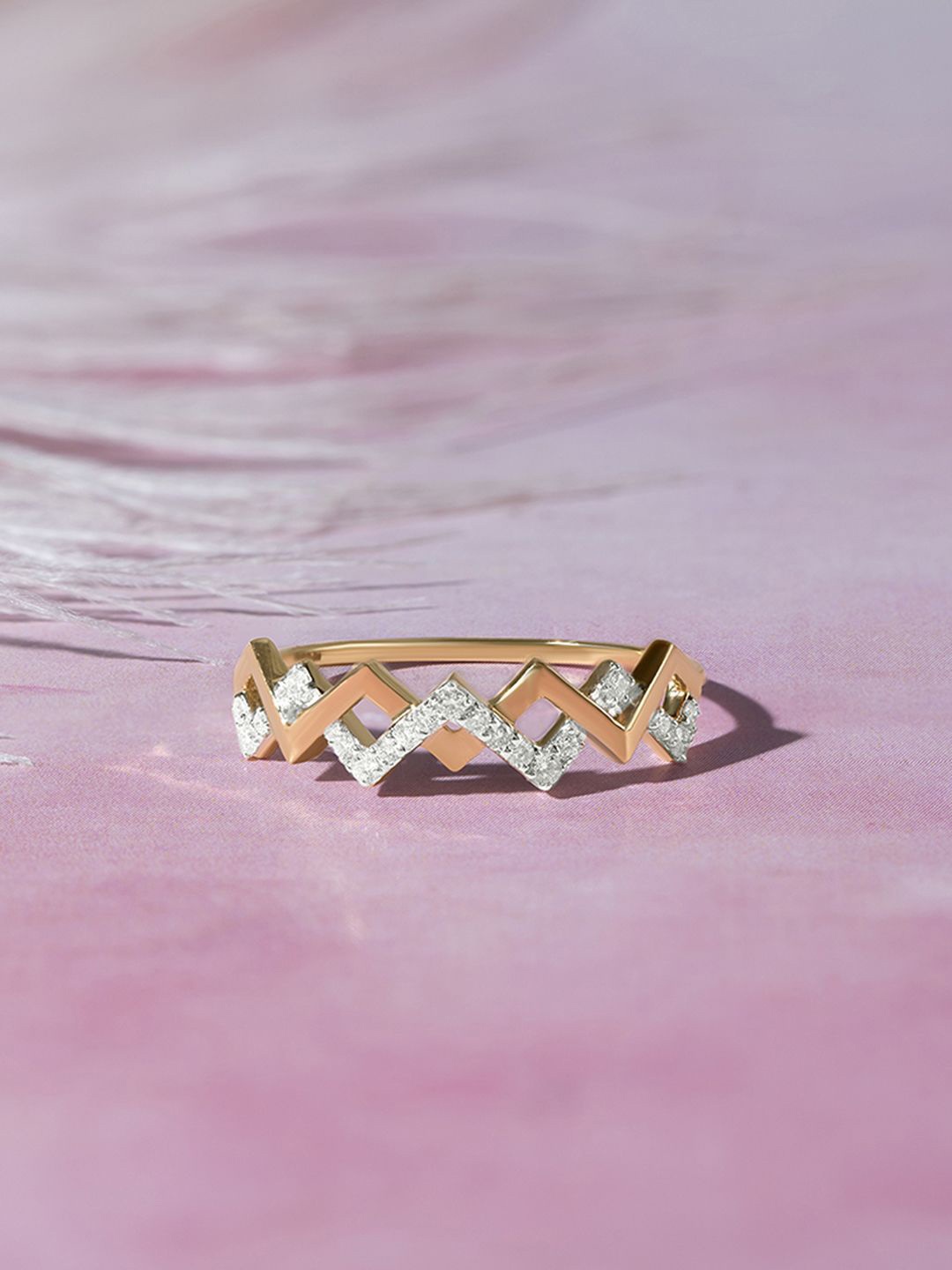 

Mia by Tanishq 14KT Gold & Diamond Finger Ring 1.34g, Yellow