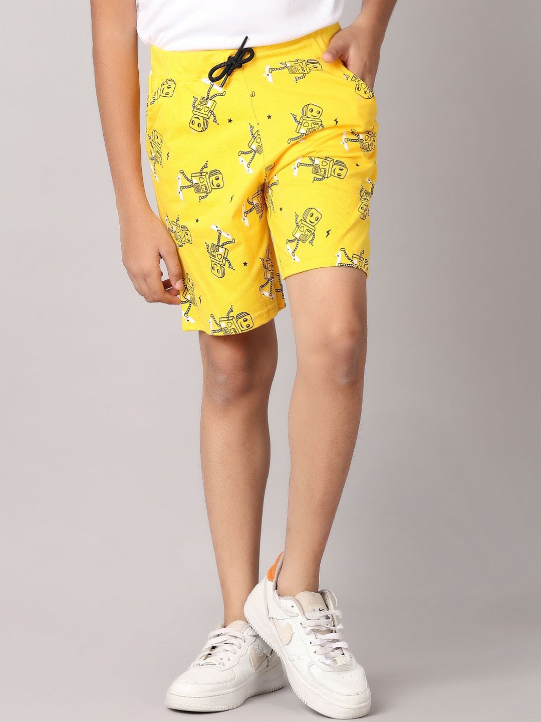 

V-Mart Boys Cotton Printed Casual Shorts, Yellow