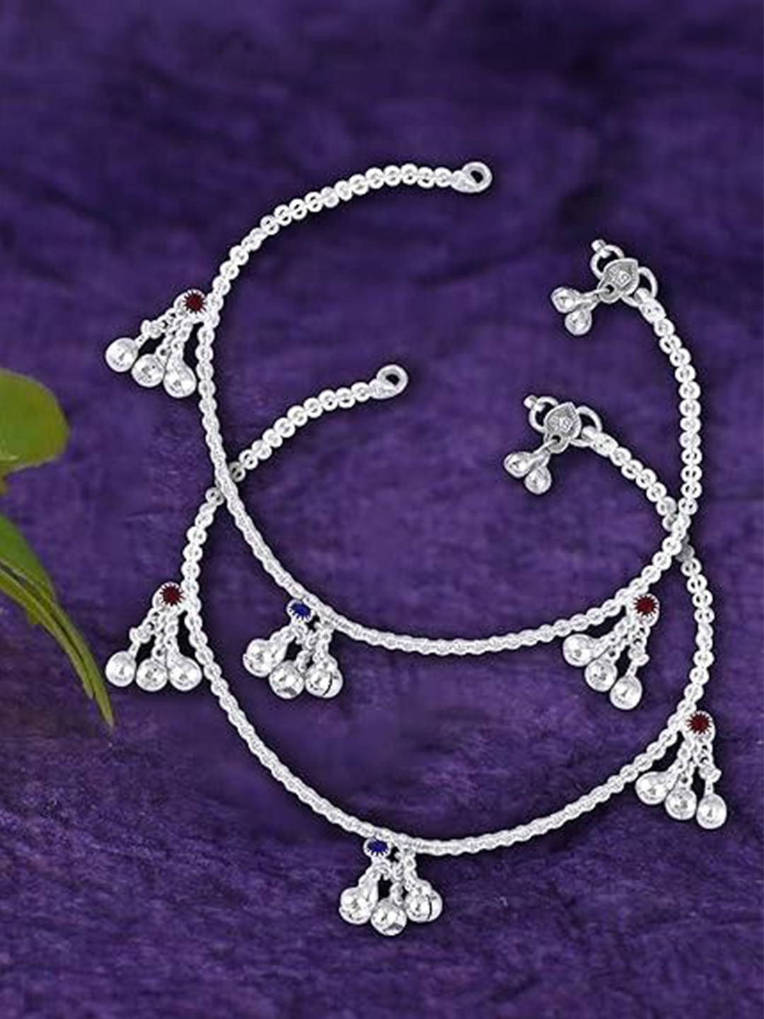 

Lila Set of 2 Silver-Plated Stone Studded Anklets