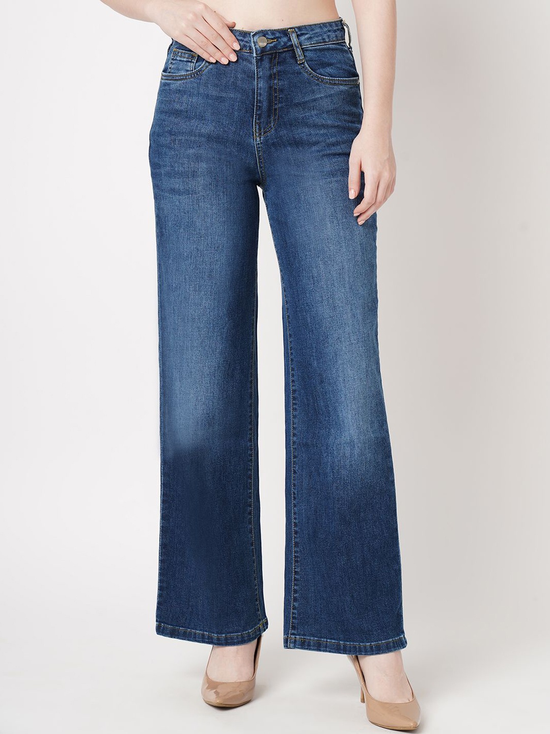 

Kraus Jeans Women Wide Leg High-Rise Light Fade Jeans, Blue
