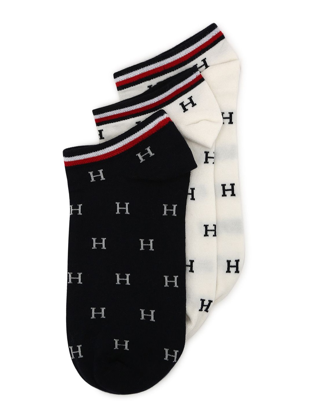 

Tommy Hilfiger Men Pack Of 3 Patterned Ankle-Length Socks, White