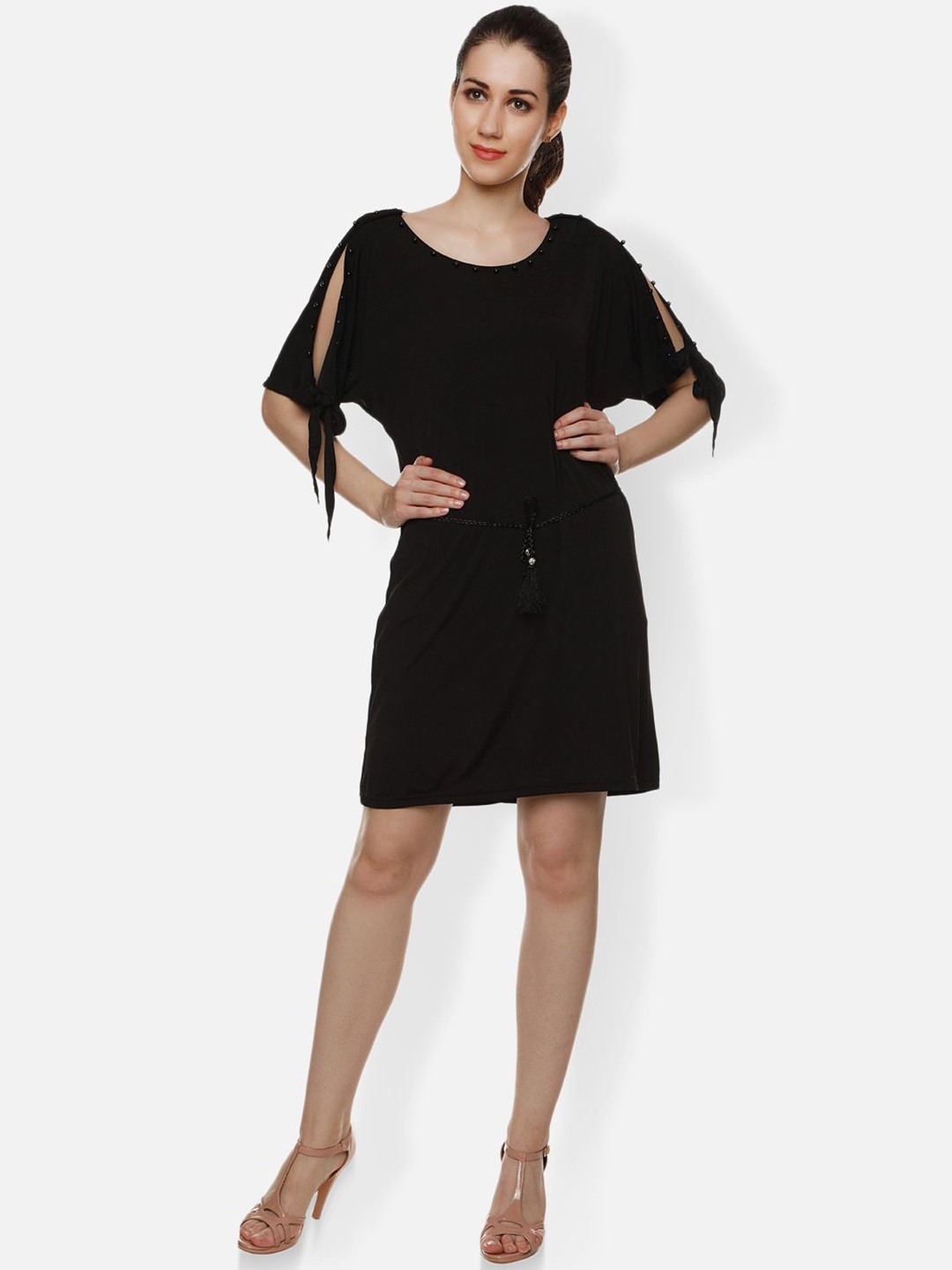 

Biyu Women Cold-Shoulder A-Line Dress, Black