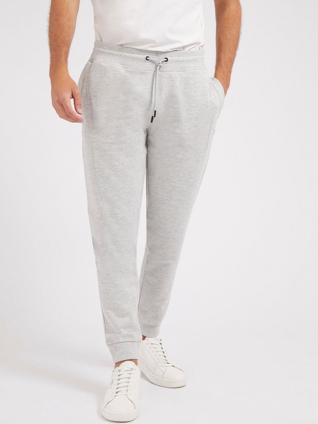 

GUESS Men Cotton Mid Rise Regular Fit Joggers, Grey