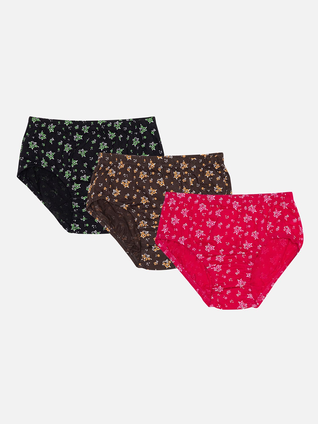 

Bodycare Girls Pack Of 3 Mid-Rise Floral Printed Assorted Hipster