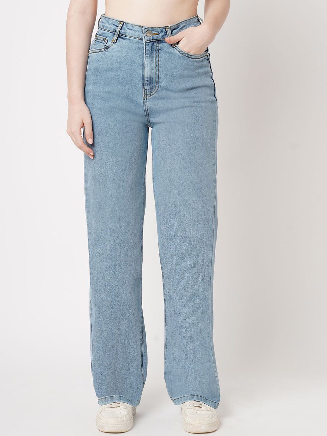 

Kraus Jeans Women Straight Fit High-Rise Jeans, Blue