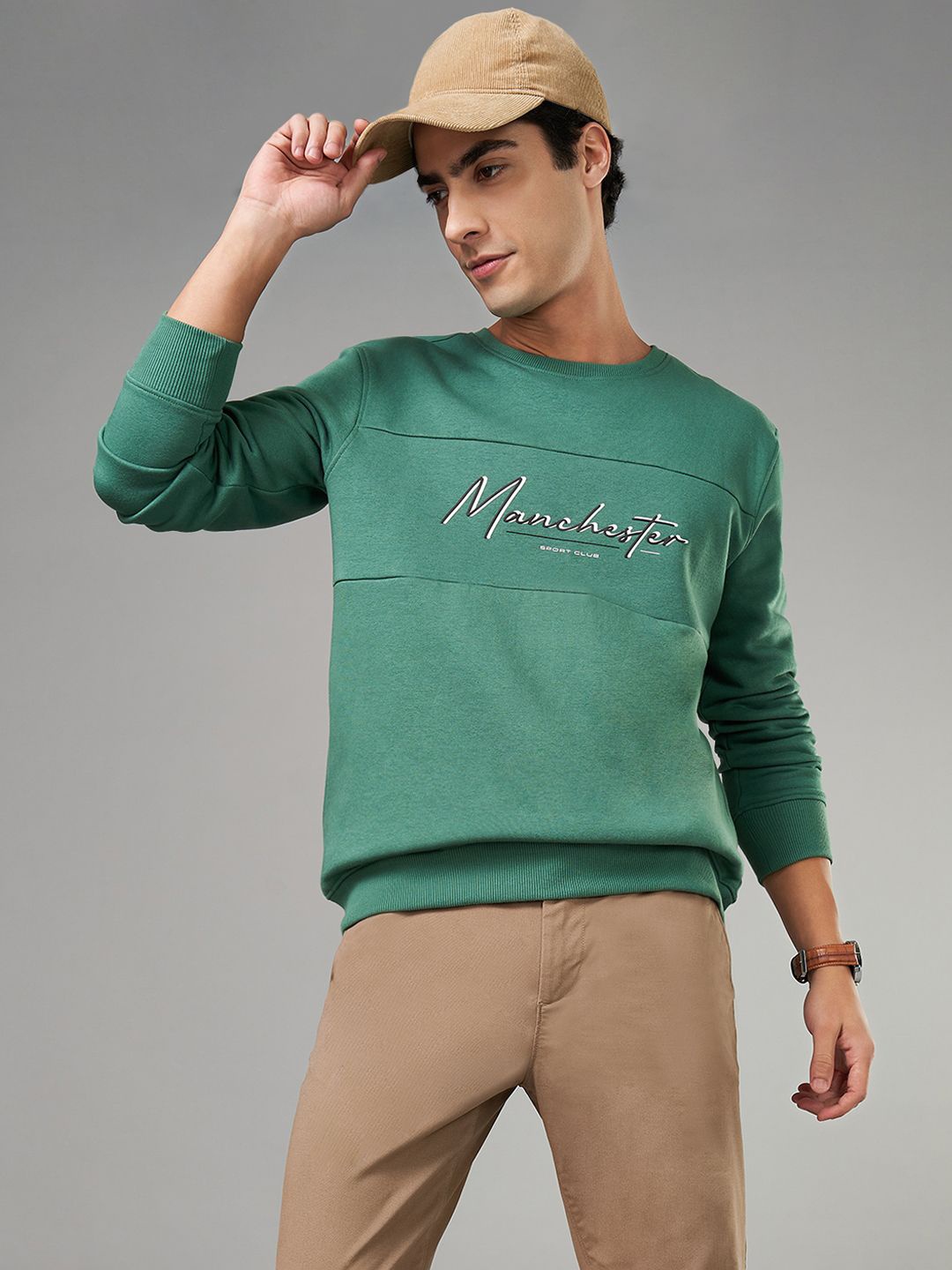 

BYFORD by Pantaloons Men Typography Printed Sweatshirt, Green