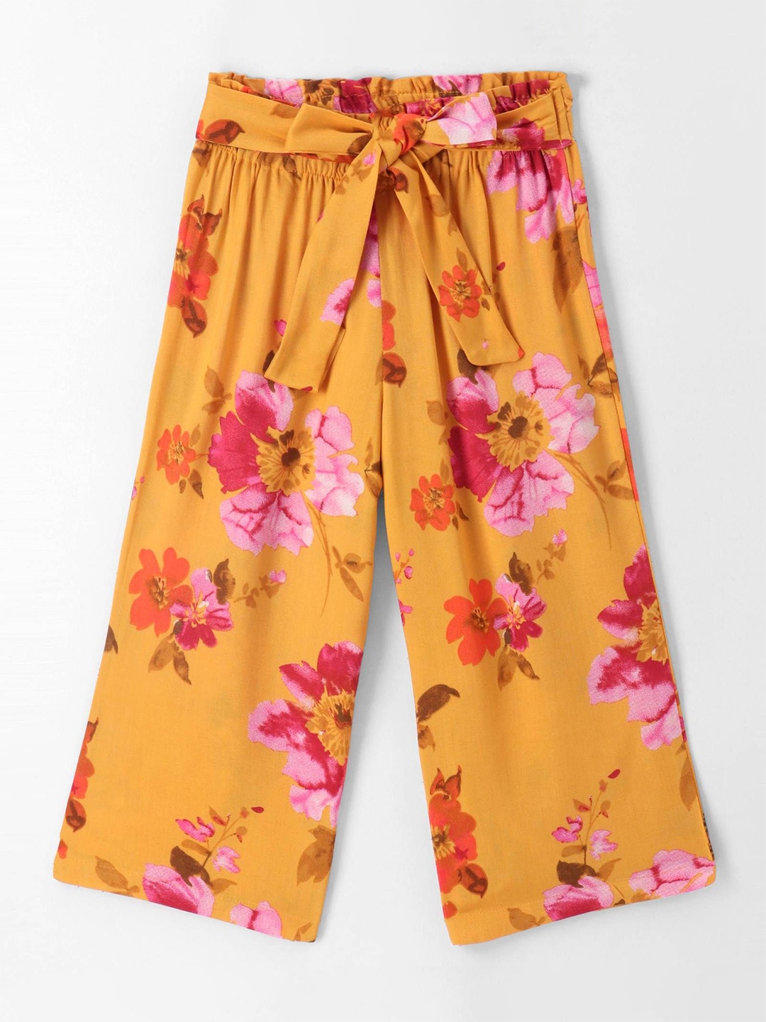 

CrayonFlakes Girls Floral Printed Smart Casual Palazzos, Yellow