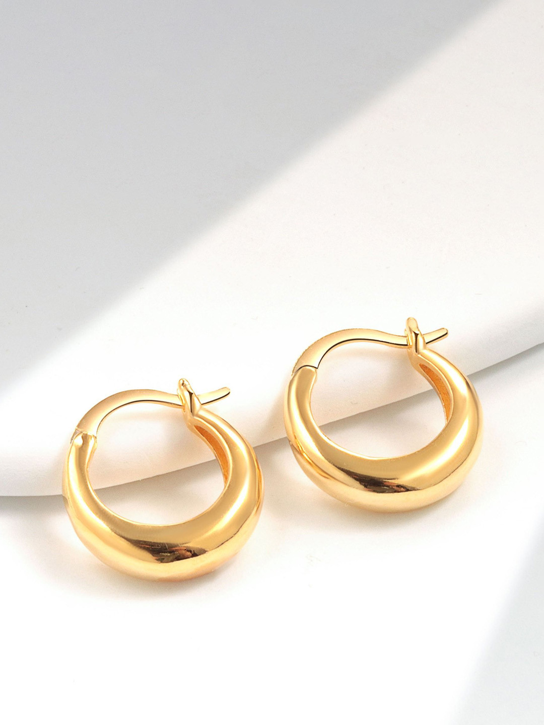 

MYKI Stainless Steel Gold-Plated Contemporary Hoop Earrings
