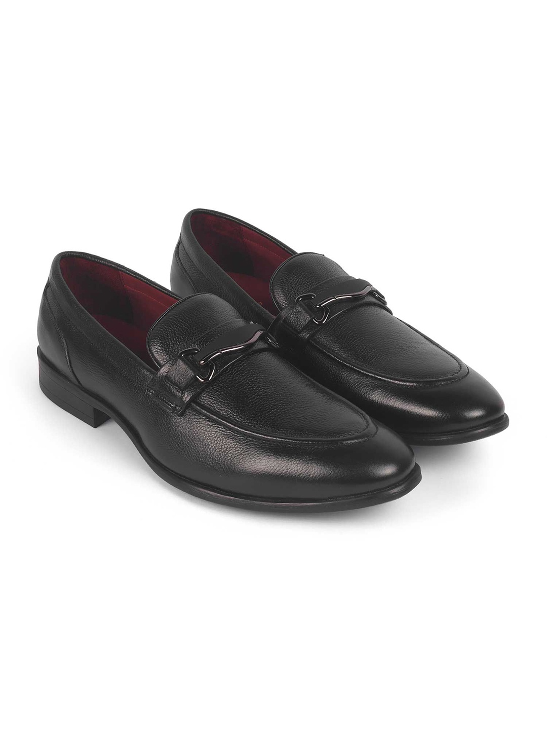 

Tresmode Men Leather Slip-On Loafers, Black