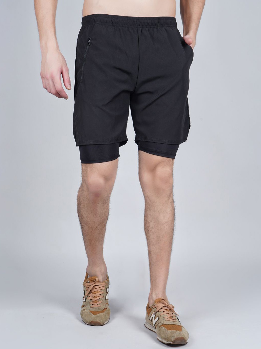 

NEVER LOSE Men Running Sports Shorts, Black