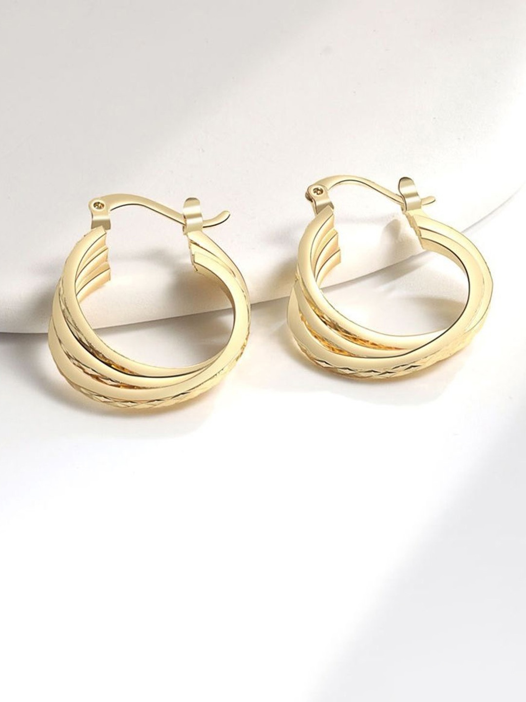 

MYKI Contemporary Stainless Steel Hoop Earrings, Gold