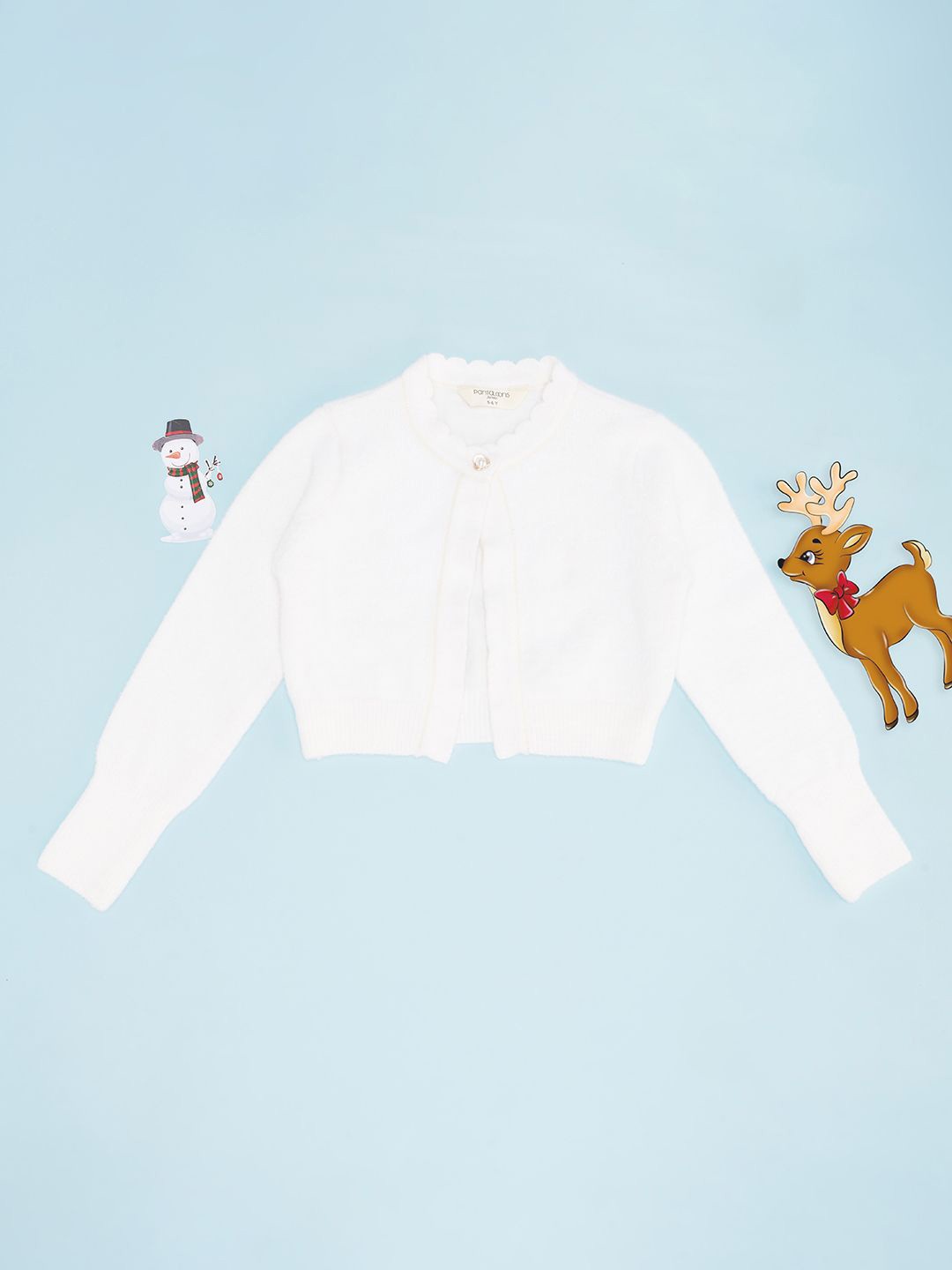 

Pantaloons Junior Girls Round Neck Long Sleeves Crop Cardigan, White