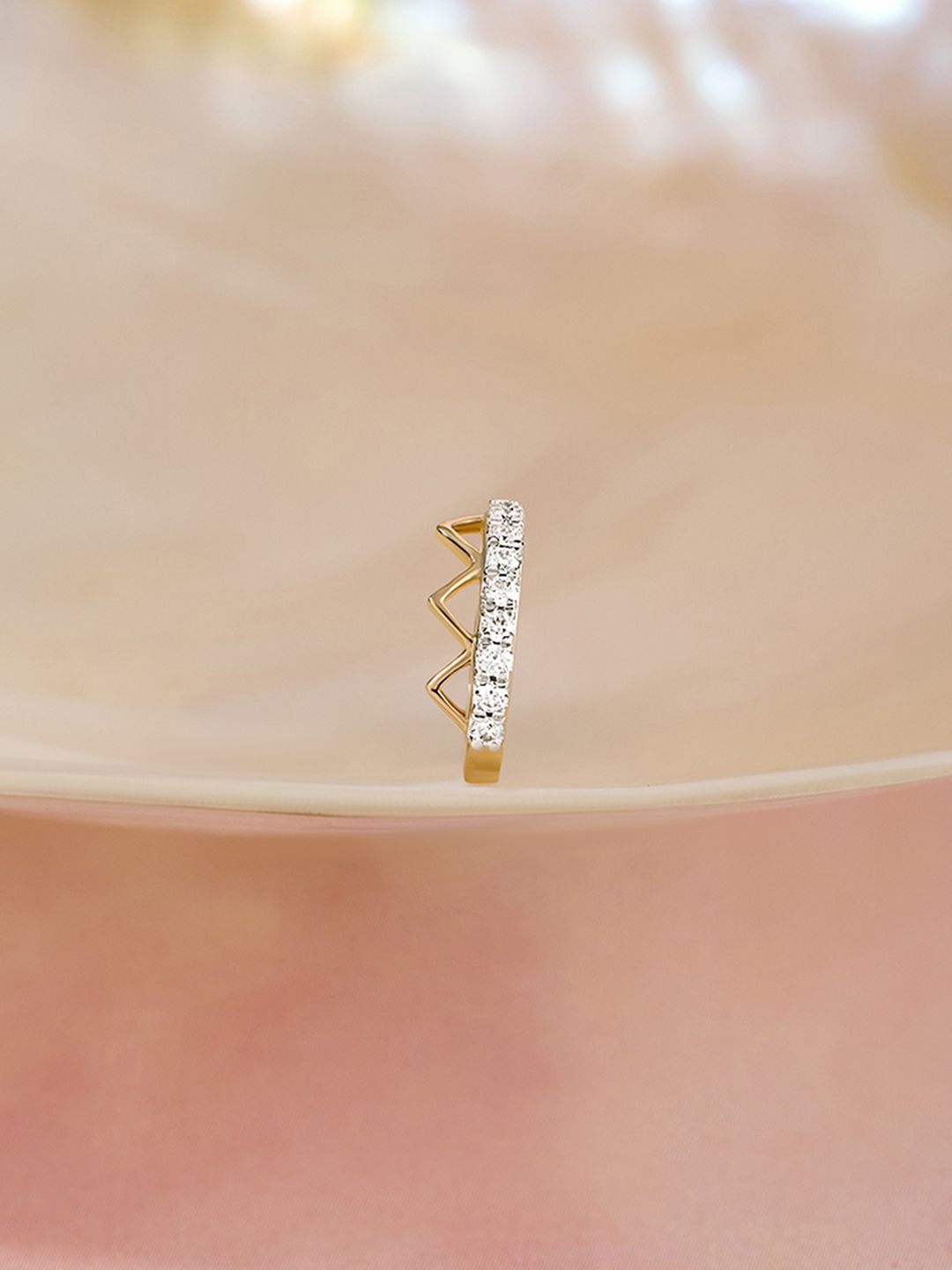 

Mia by Tanishq Women 14KT Lippan Delight Gold & Diamond Nose Pin, Yellow