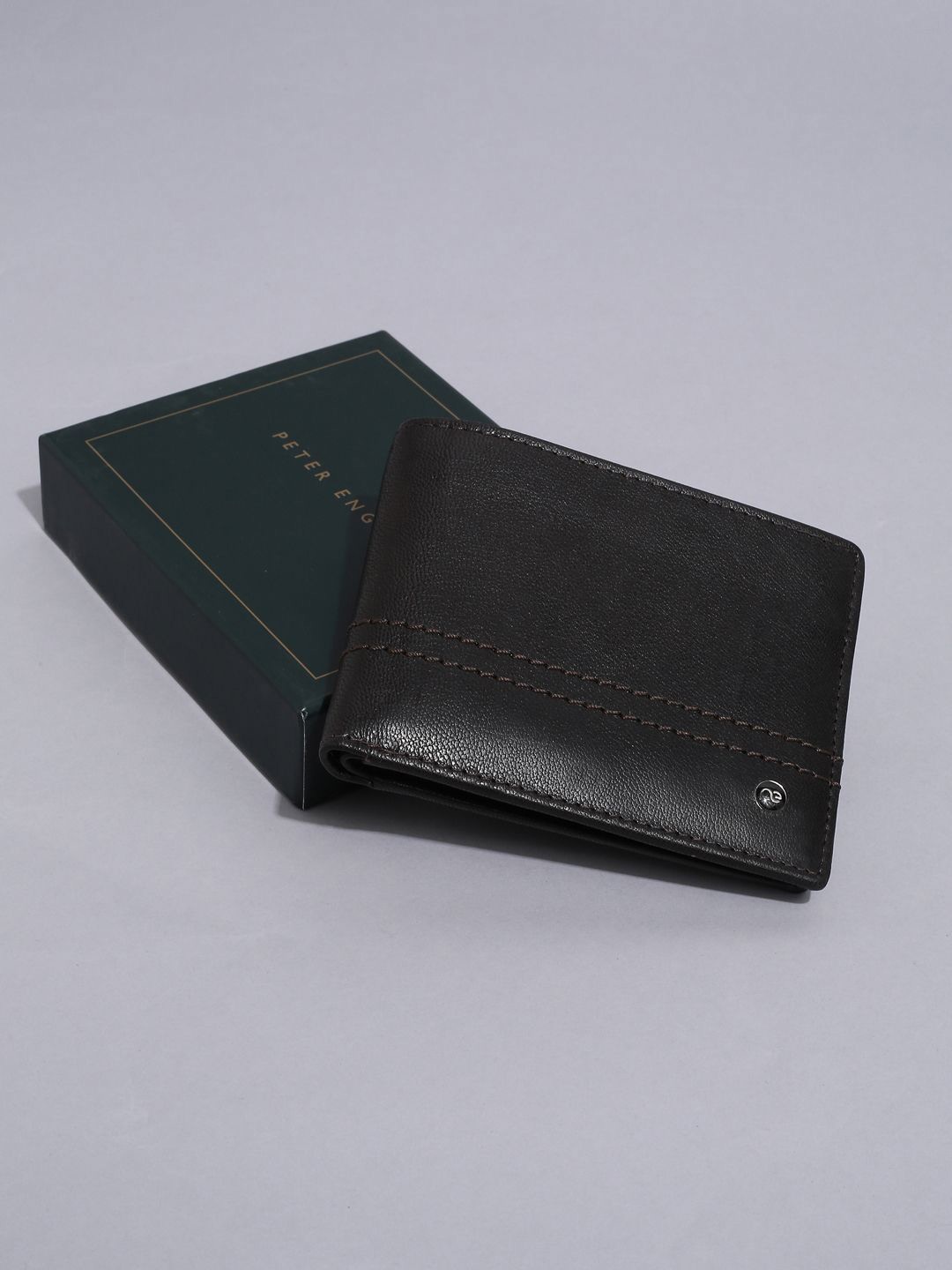 

Peter England Men Leather Two Fold Wallet, Black