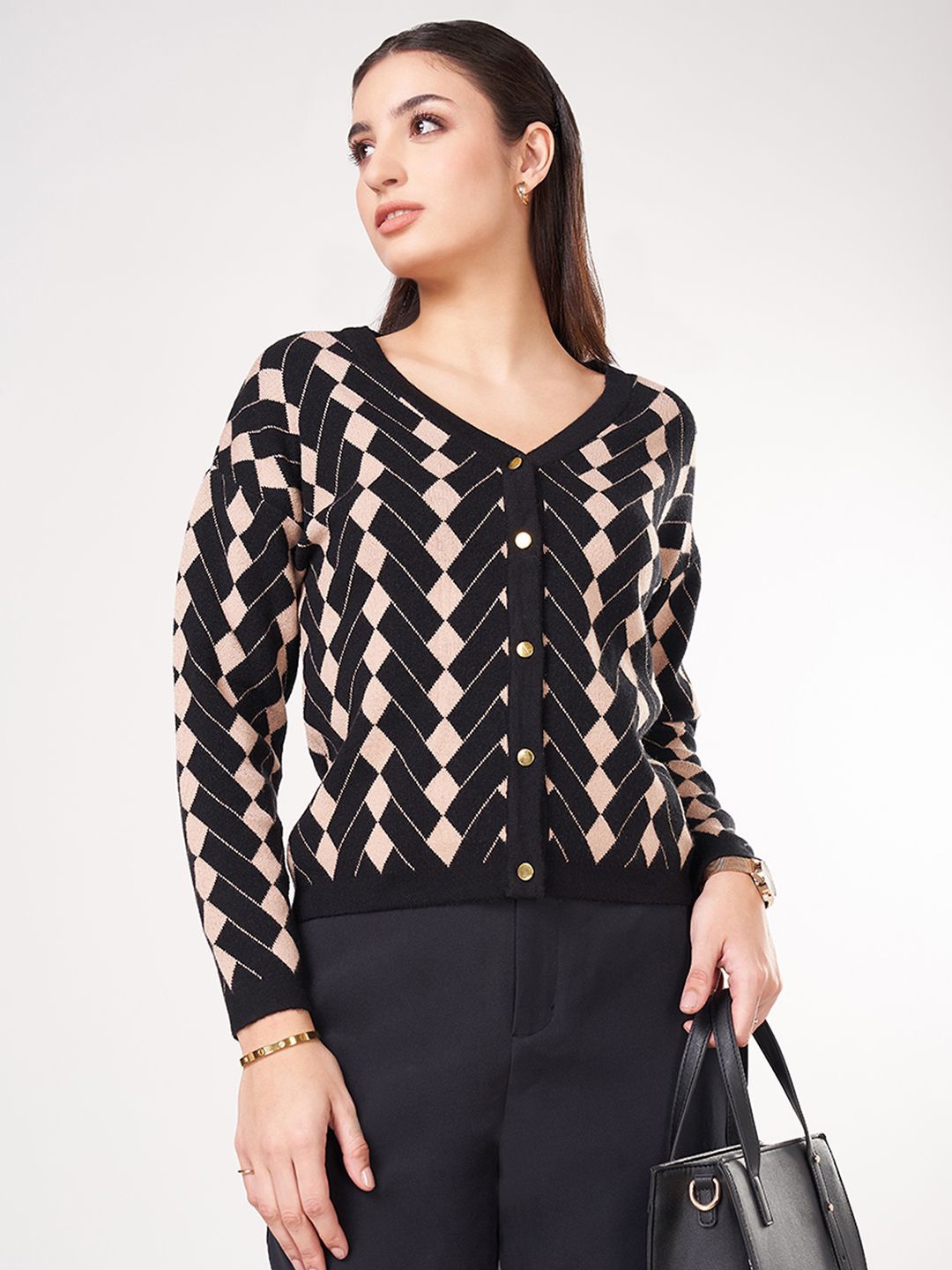 

Annabelle by Pantaloons Women Long Sleeves Cardigan, Black