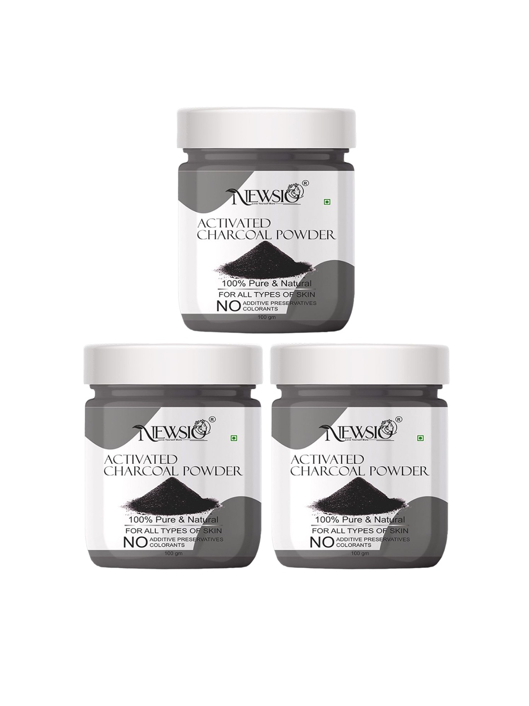 

Newsio Set Of 3 100% Pure & Natural Activated Charcoal Powder- 100 ml Each, Black