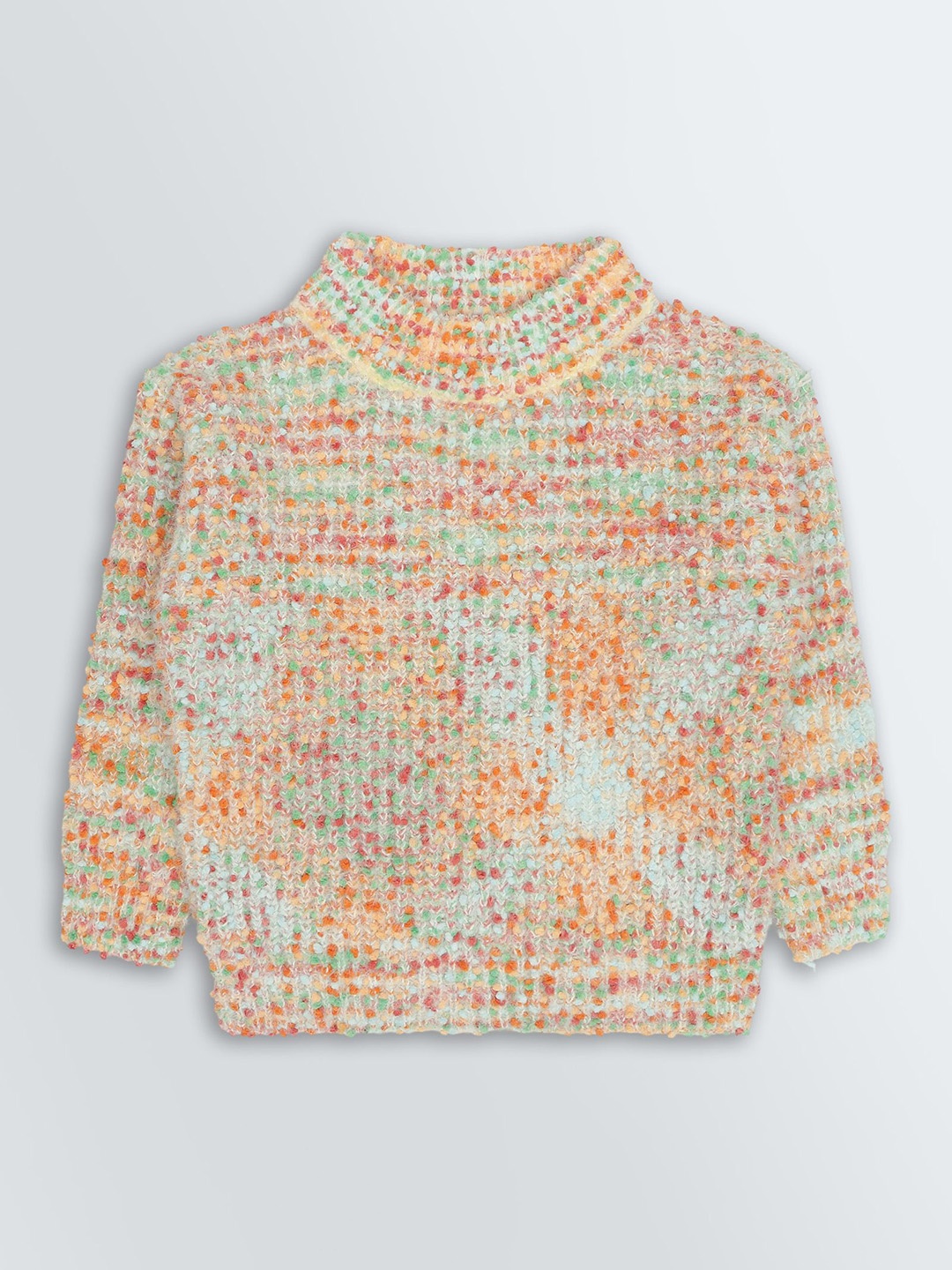 

KNITCO Girls Self Design Pullover Sweaters, Peach