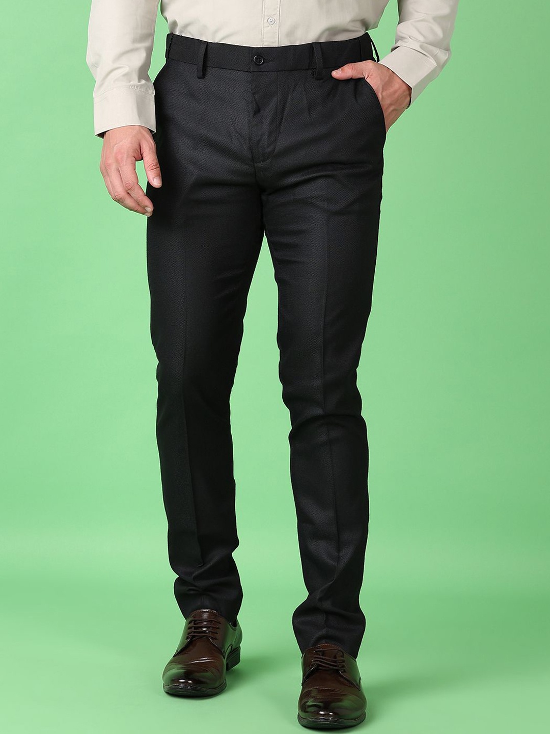

V-Mart Men Mid-Rise Slim Fit Formal Trousers, Navy blue