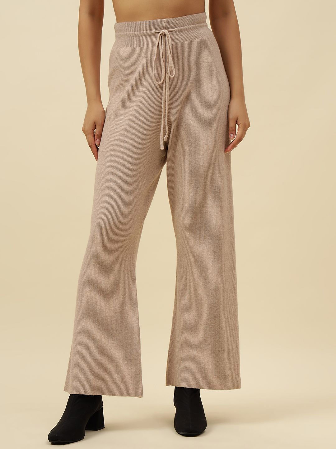 

Beatnik Women Smart Loose Fit High-Rise Trouser, Off white