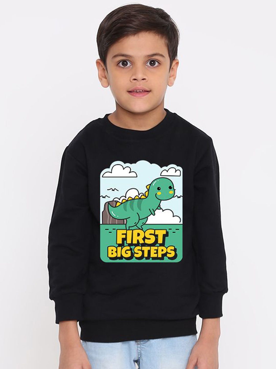 

FALTU.CO Boys Graphic Printed Pullover Pure Cotton Sweatshirt, Black