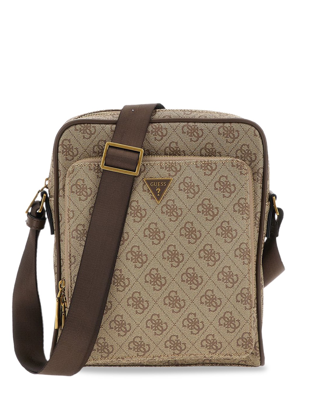 

GUESS Brand Logo Printed Messenger Bag, Beige