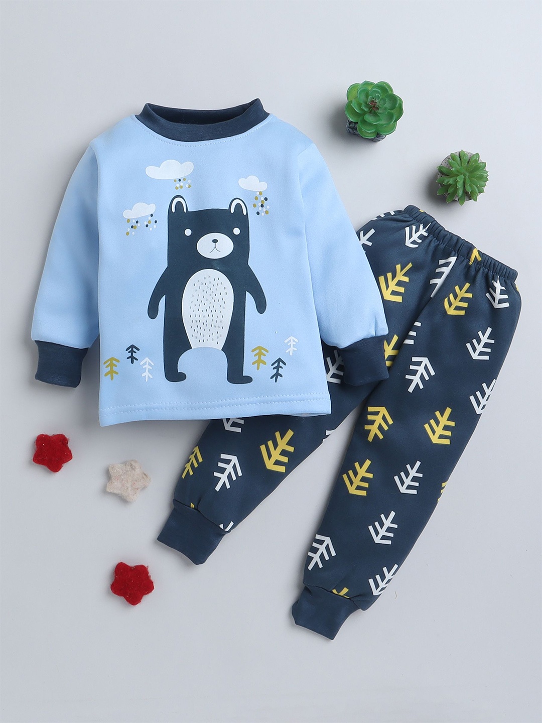

BAESD Unisex Kids Round Neck Printed Sweatshirt with Joggers, Blue