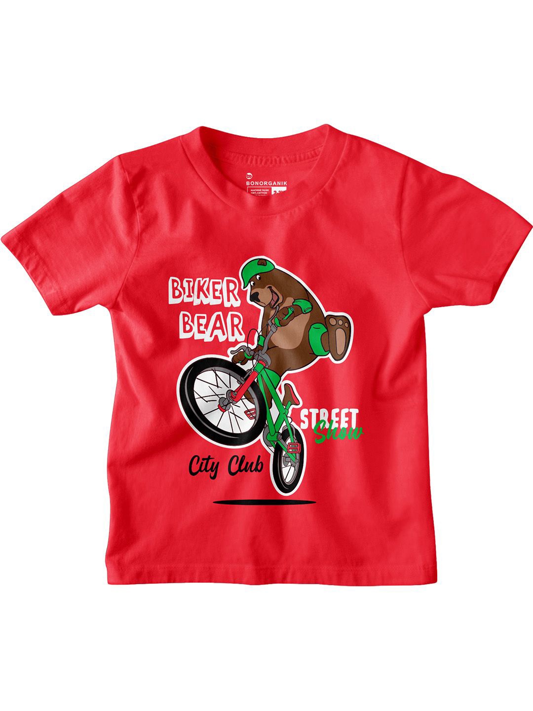 

BonOrganik Boys Graphic Printed Round Neck Cotton T-shirt, Red