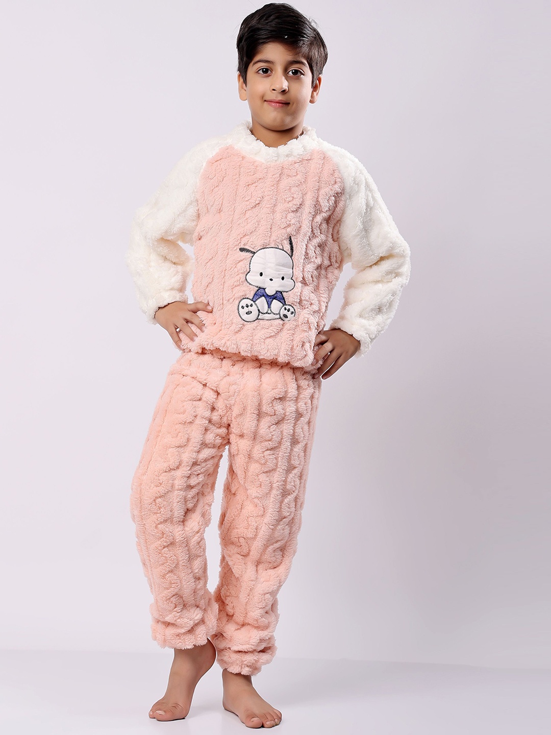 

Lugo Kids Printed Round Neck Night Suit, Pink