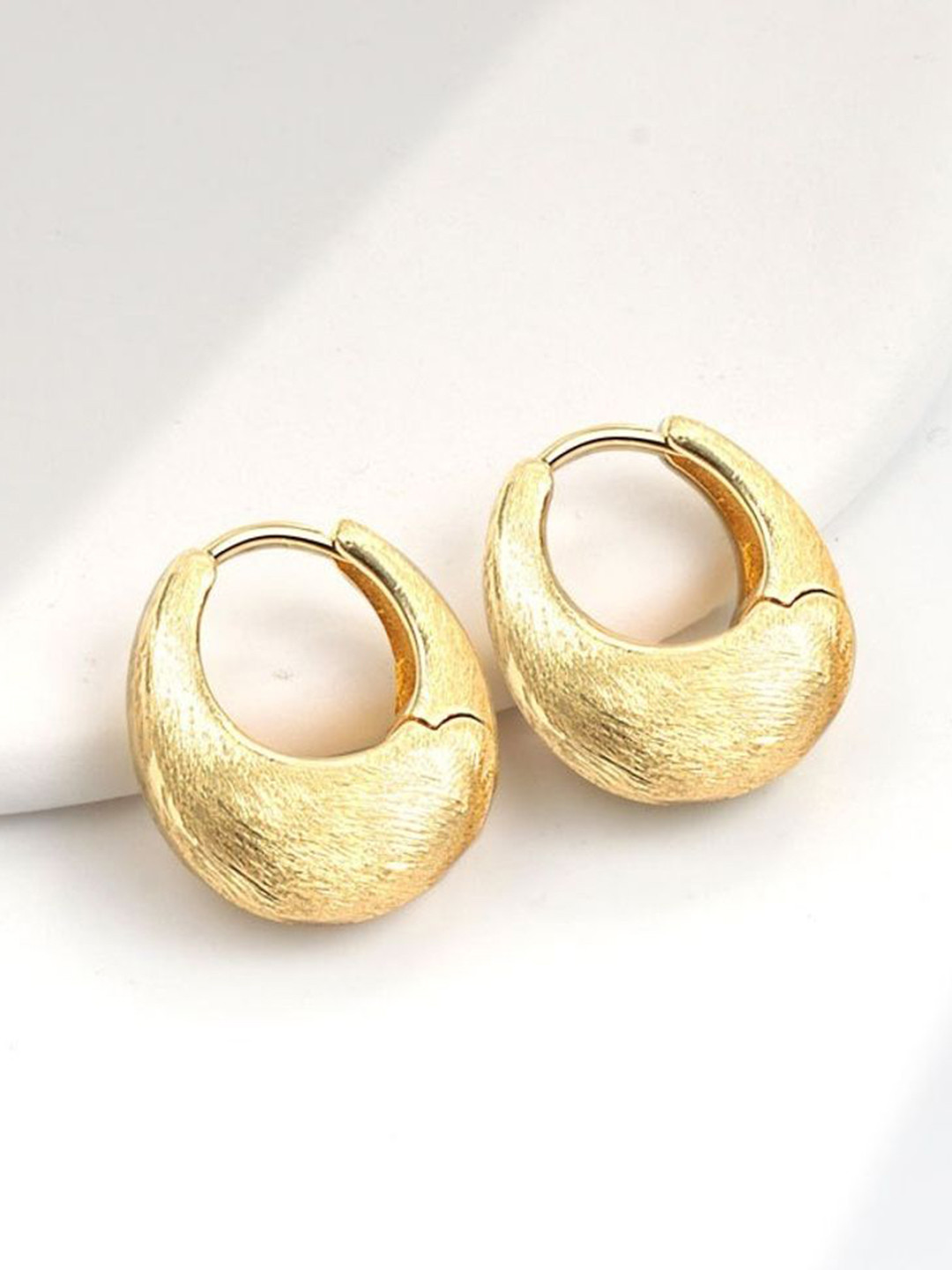 

MYKI Stainless Steel Gold-Plated Contemporary Hoop Earrings