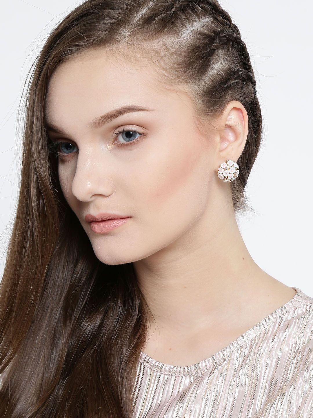 

YouBella Gold-Plated Contemporary Stone Studded Studs, Pink