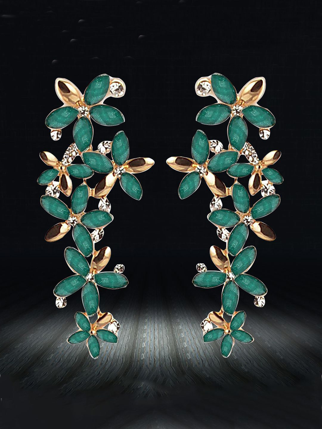 

YouBella Contemporary Half Hoop Earrings, Green