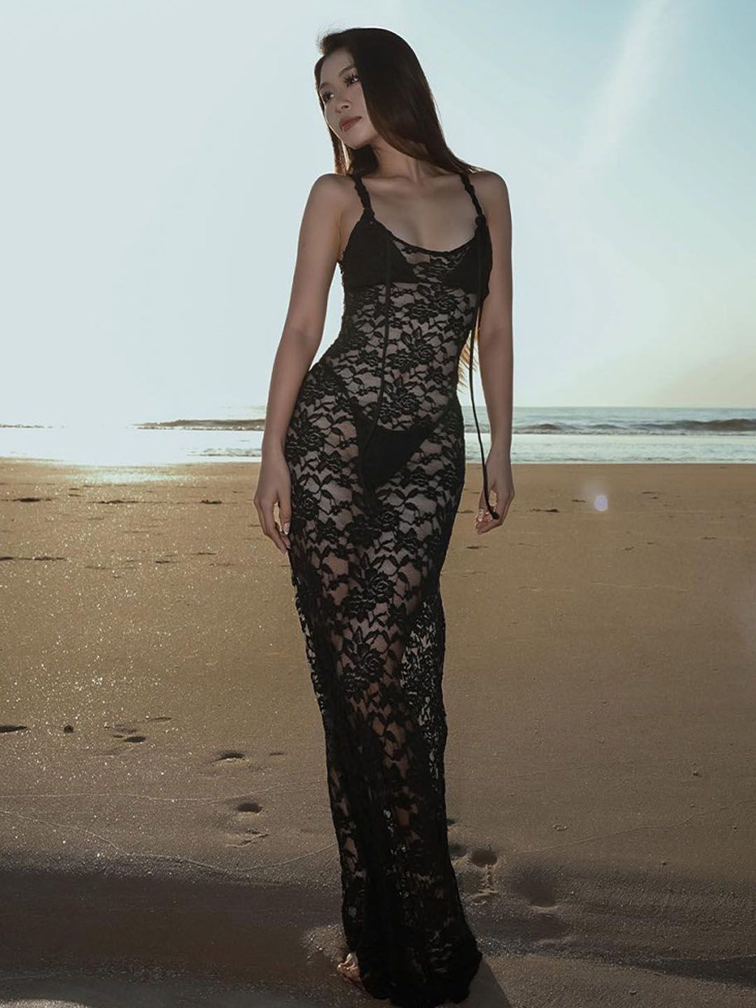 

StyleCast Floral Self Design Maxi Dress, Black