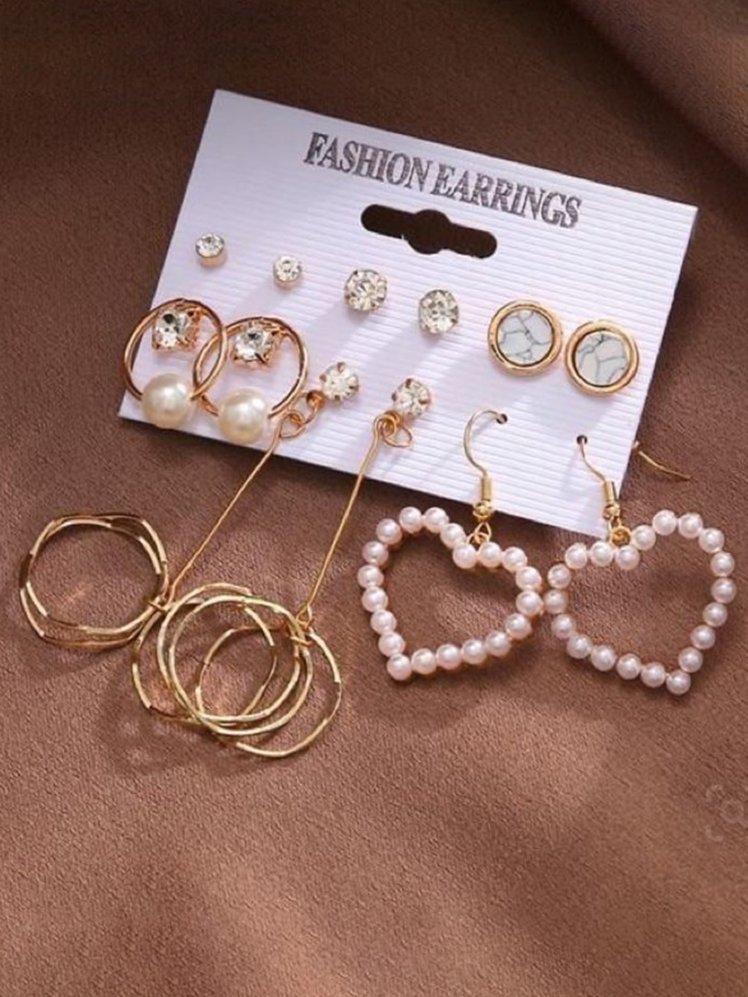 

YU FASHIONS Pack Of 12 Gold Plated Rhinestone Studded Contemporary Drop Earrings