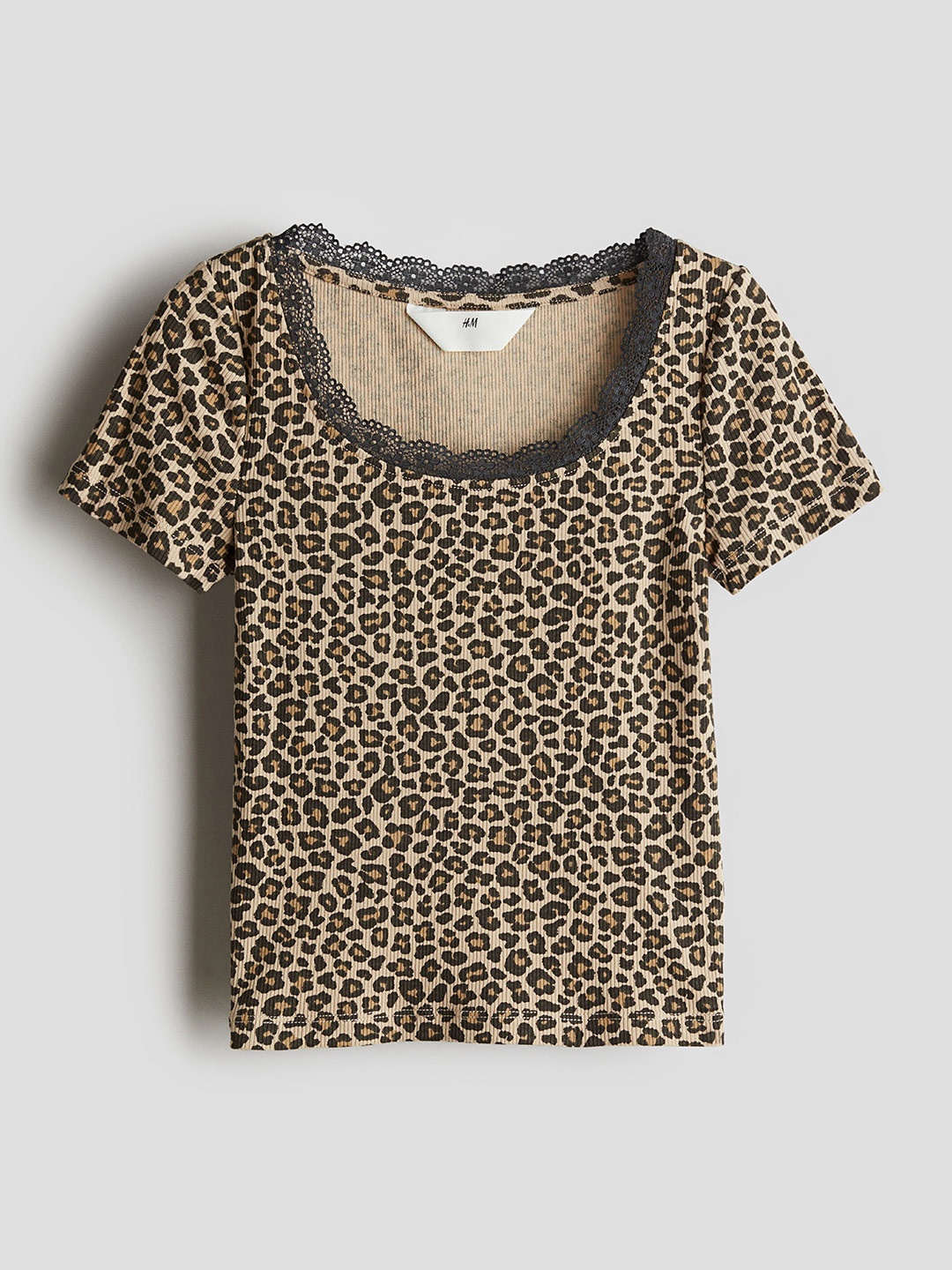 

H&M Girls Lace-Trimmed Cotton Tops, Beige