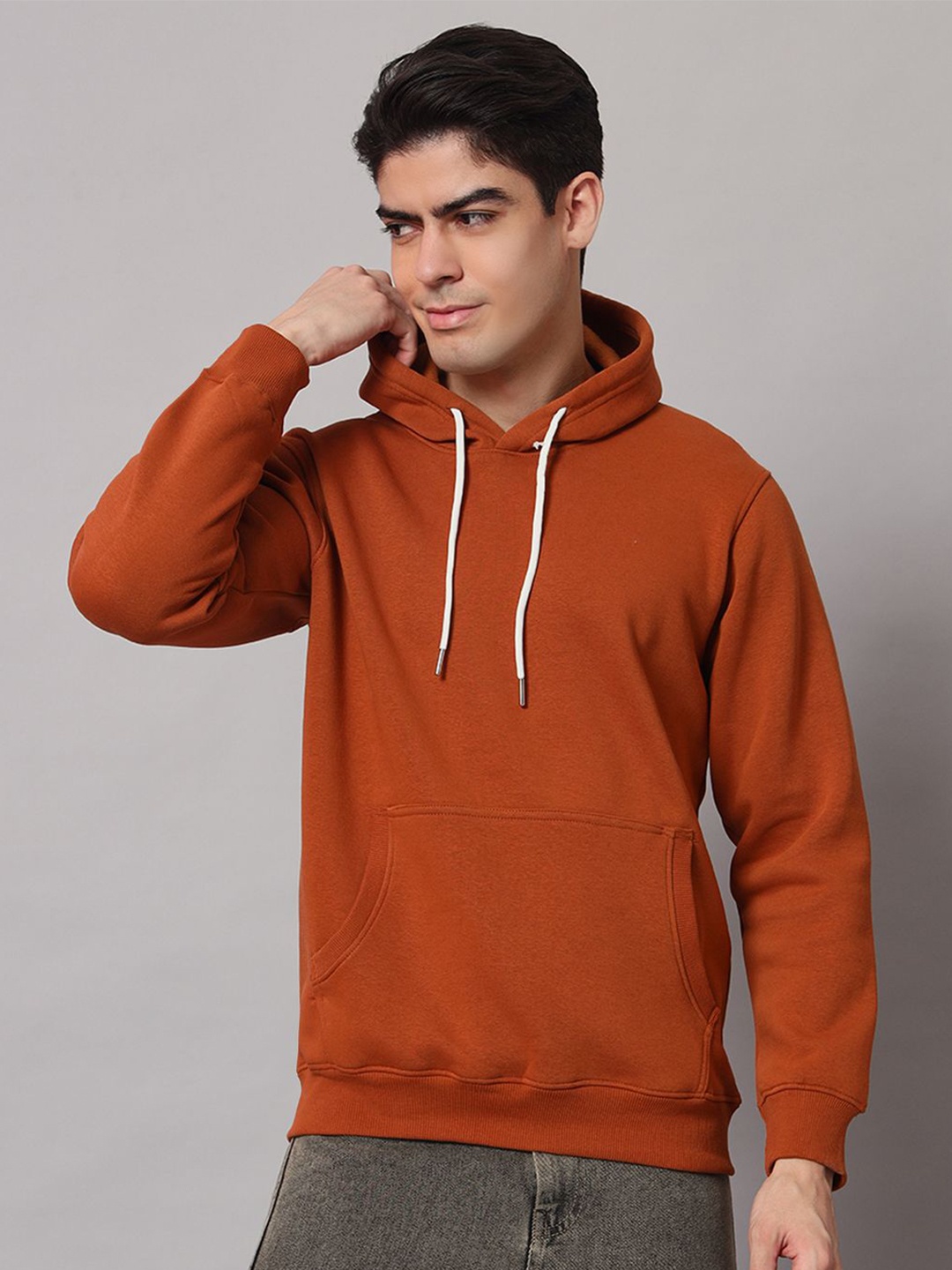 

Obaan Men Hooded Sweatshirt, Rust