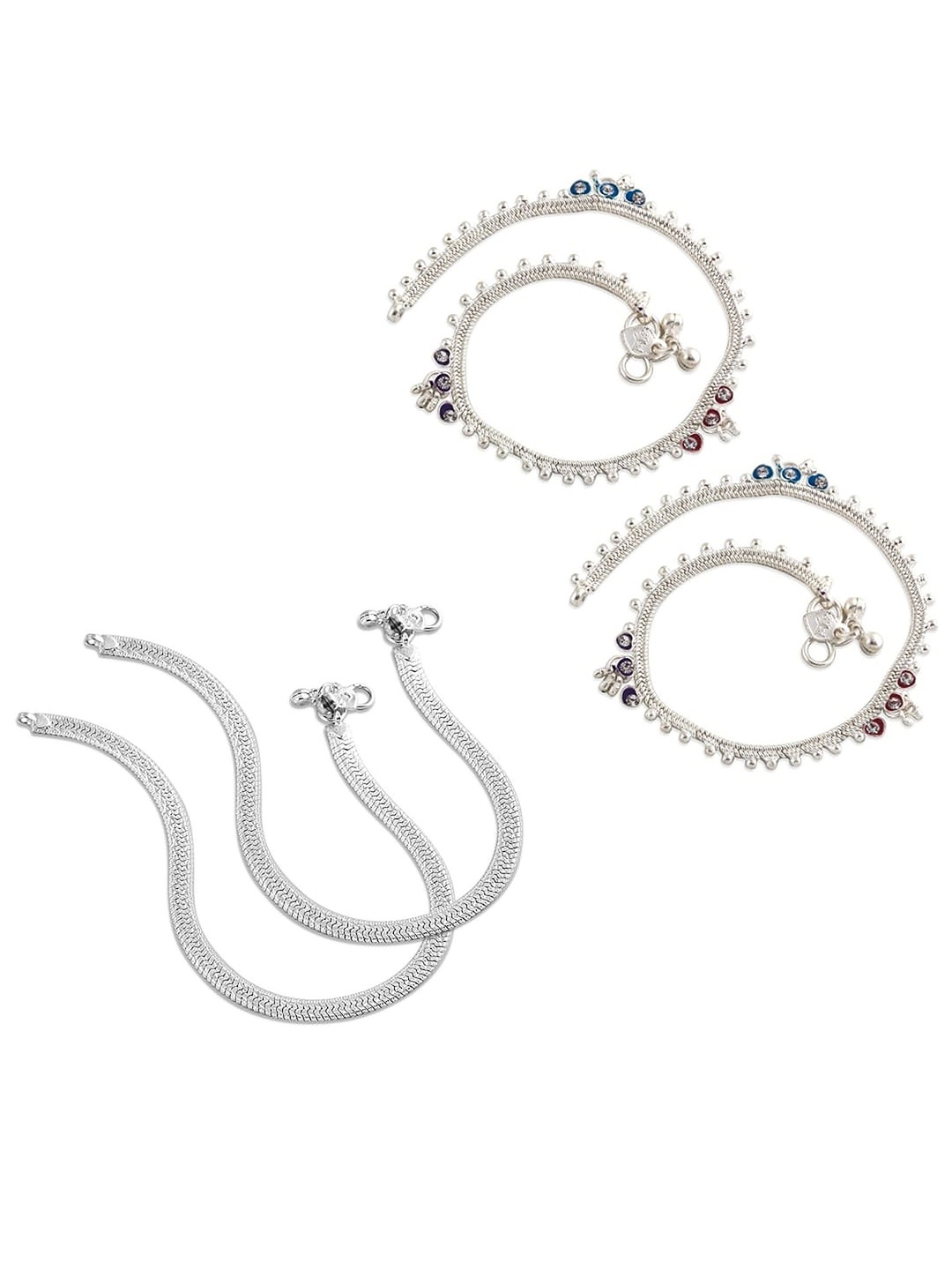 

Lila Pack Of 4 Silver-Plated Anklet