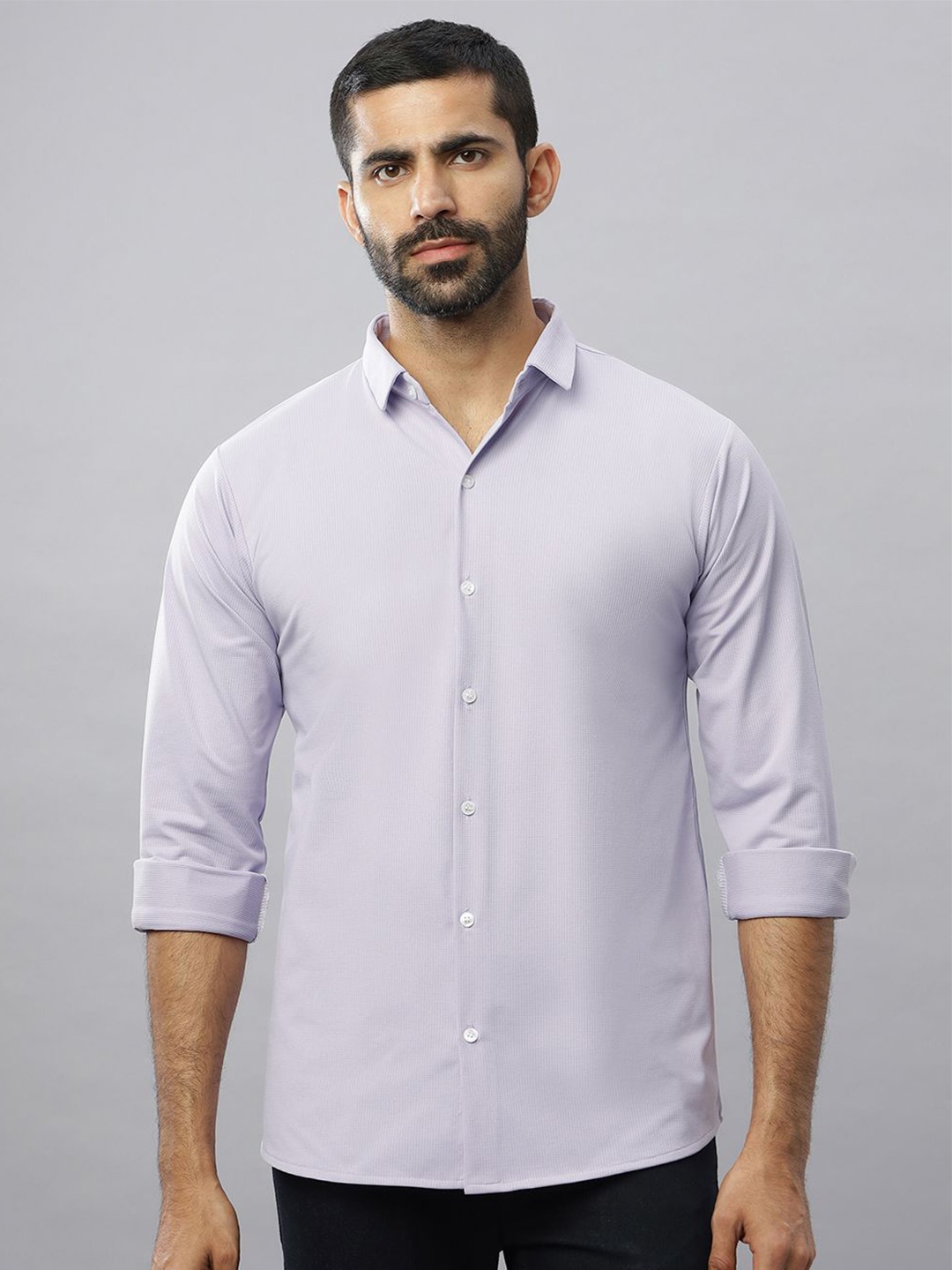 

N AND J Men Relaxed Opaque Casual Shirt, Lavender