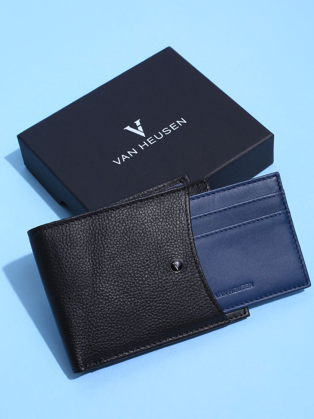 

Van Heusen Men Leather Two Fold Wallet, Black