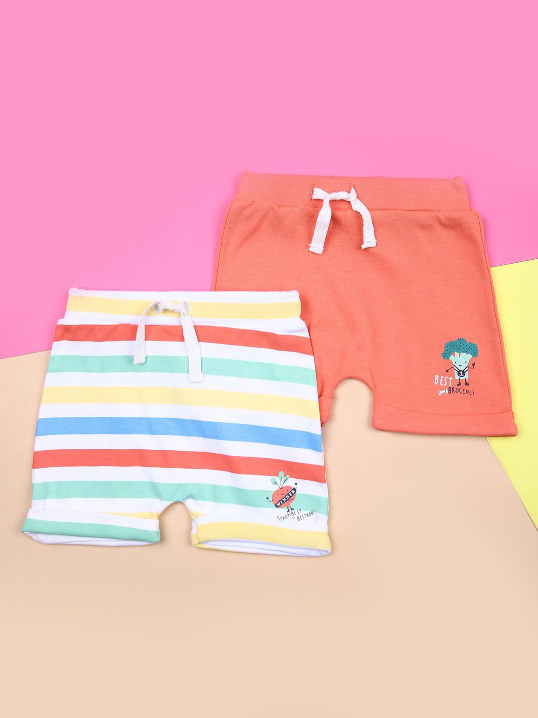 

V-Mart Kids Pack Of 2 Printed Mid-Rise Cotton Shorts, White