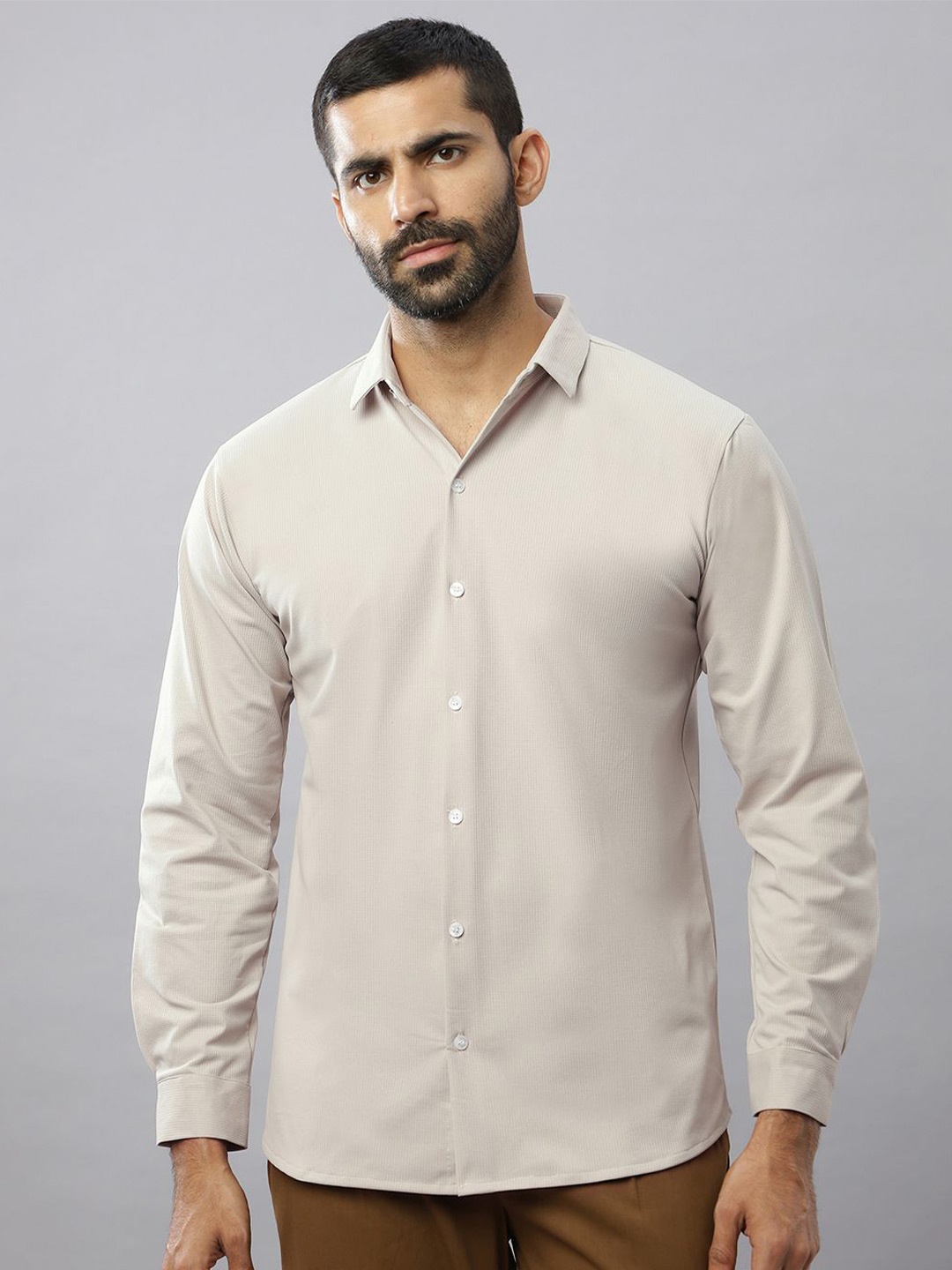 

N AND J Men Relaxed Opaque Casual Shirt, Cream