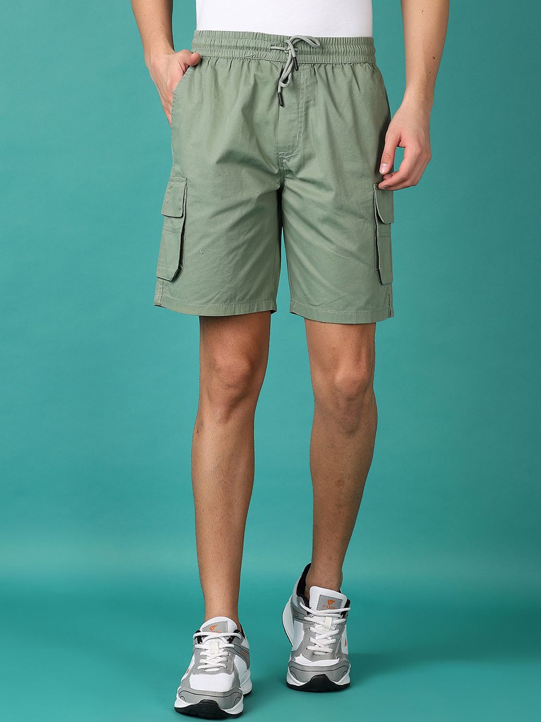 

V-Mart Men Cotton Regular Fit Shorts, Green