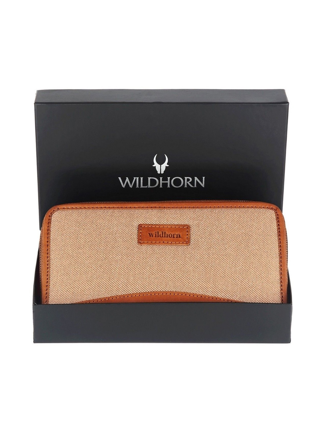 

WildHorn Women Canvas Zip Around Wallet, Khaki