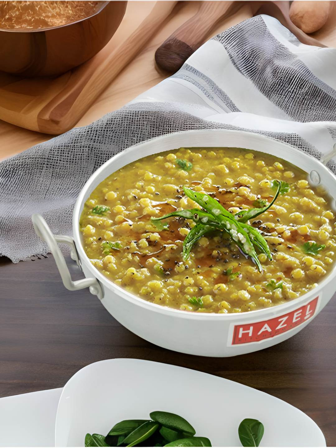 

HAZEL Silver-Toned Dishwasher Safe Aluminium Kadhai With Lid