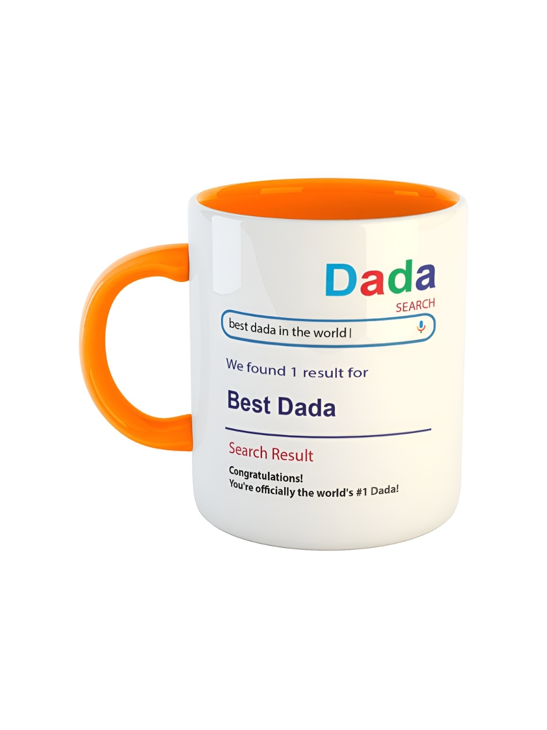 

ARTBUG White & Orange Best Dada Printed Ceramic Glossy Coffee Mug