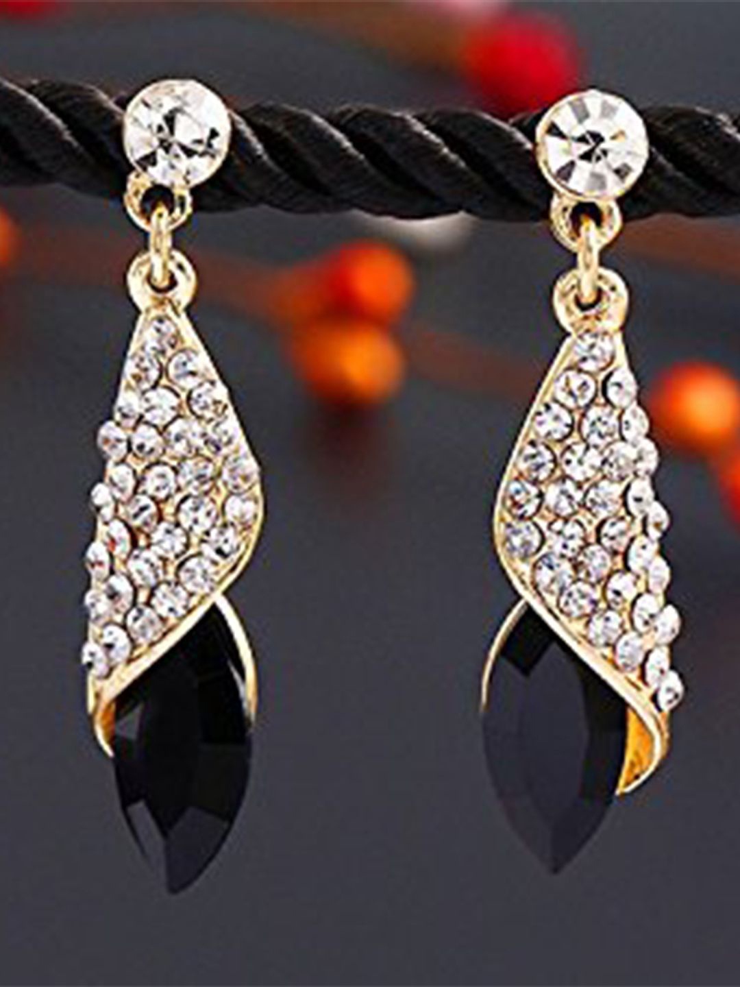 

YouBella Gold-Plated Contemporary Drop Earrings, Black
