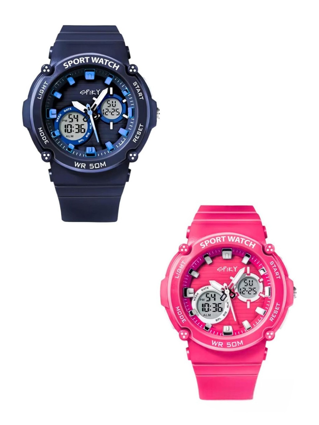 

Spiky Kids Set Of 2 Analogue & Digital Multi Function Automatic Watch Combo_EVA29_BluPnk, Blue