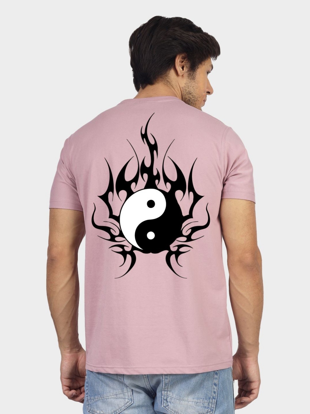 

Greylongg Men Graphic Printed Round Neck Cotton T-shirt, Peach