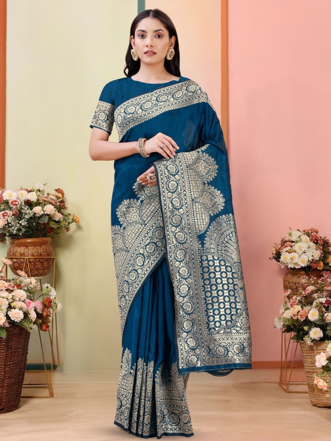 

KAZIA Woven Design Zari Banarasi Saree, Blue